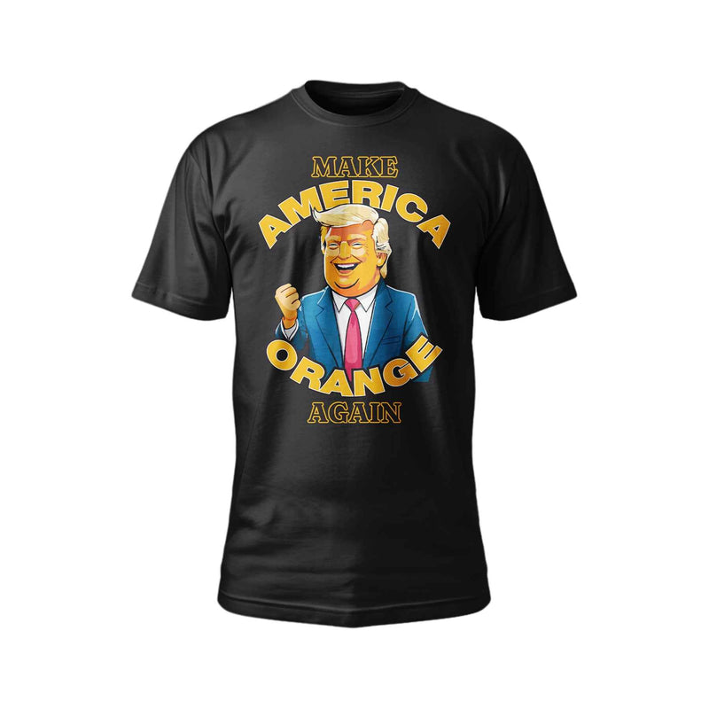 Make America Orange Again Unisex Cotton T-Shirt | Cartoon Donald Trump Design