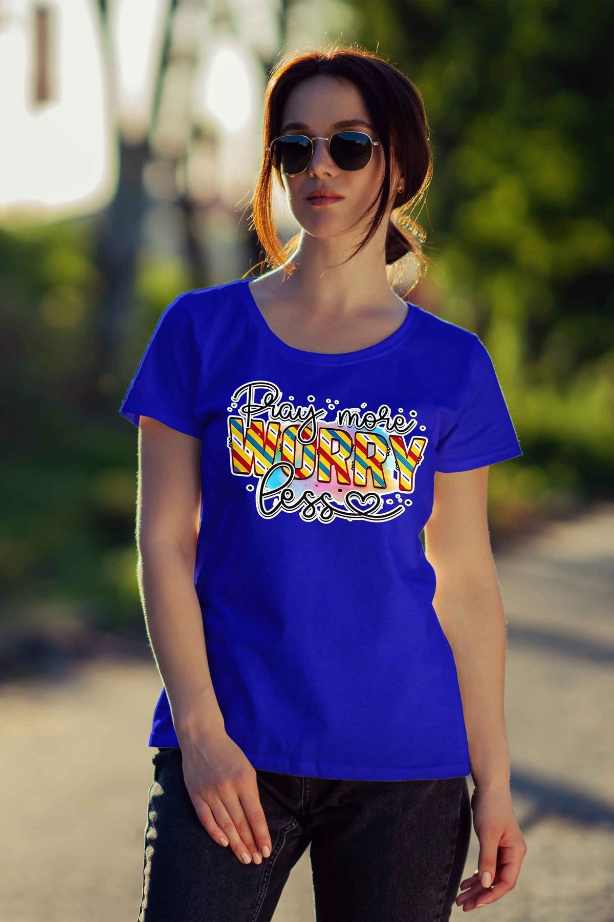Faith and Fashion Pray More Worry Less Printed T-Shirt for a Positive Vibe