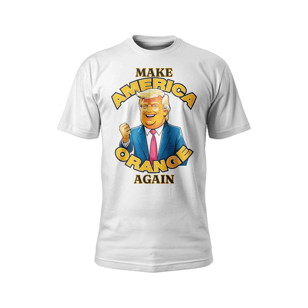 Make America Orange Again Unisex Cotton T-Shirt | Cartoon Donald Trump Design